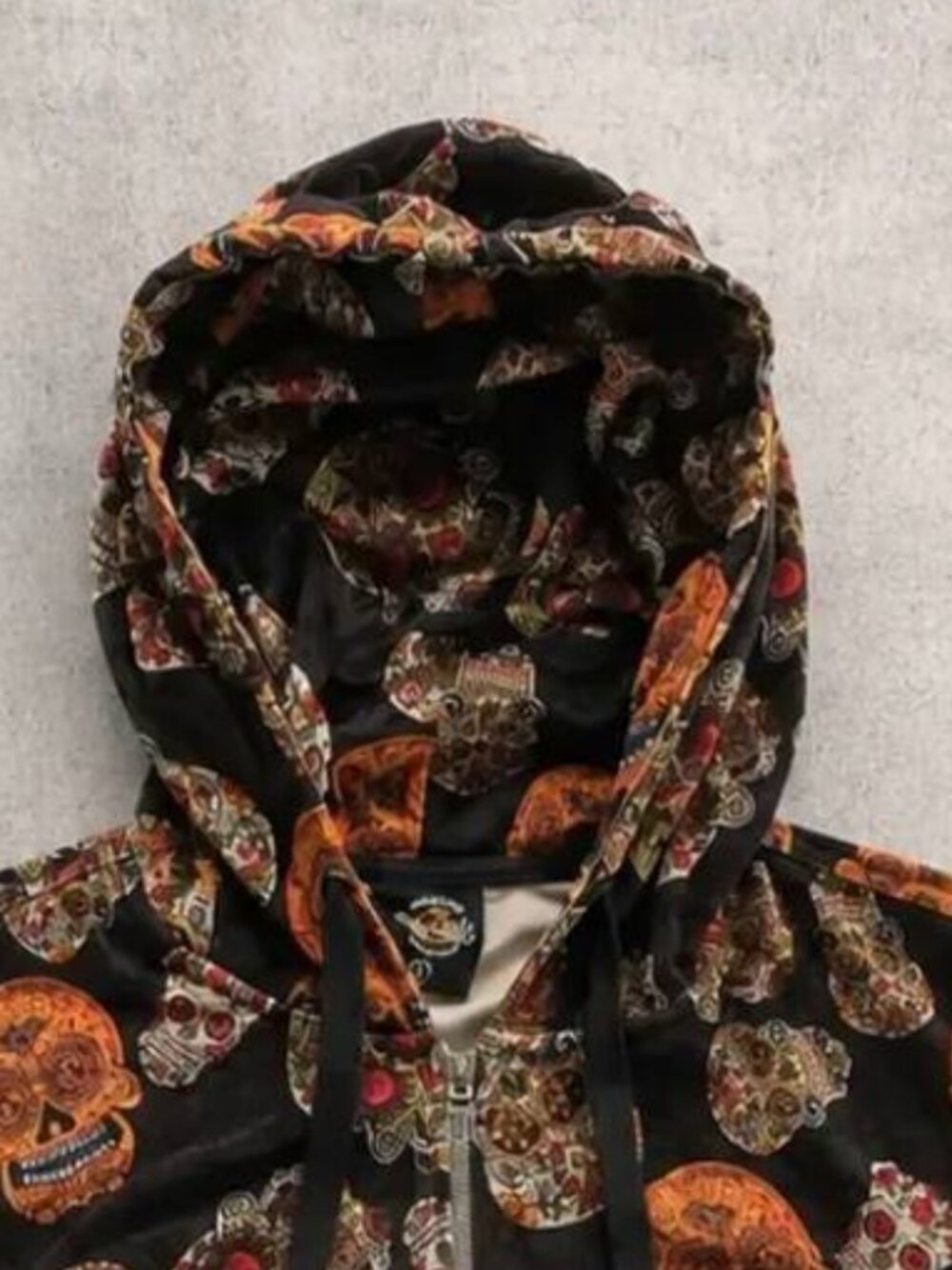Skull Print Zip-Up Hoodie - Picture 4 of 5